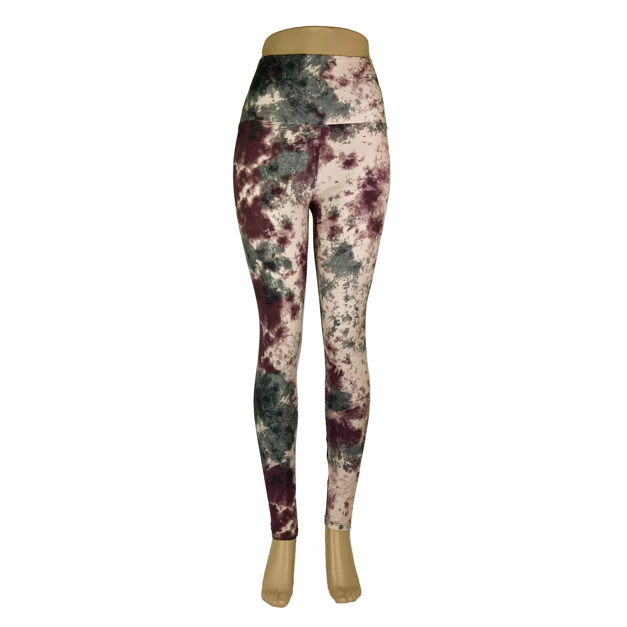 Tie Dye Pink Gray Yoga Band Legging