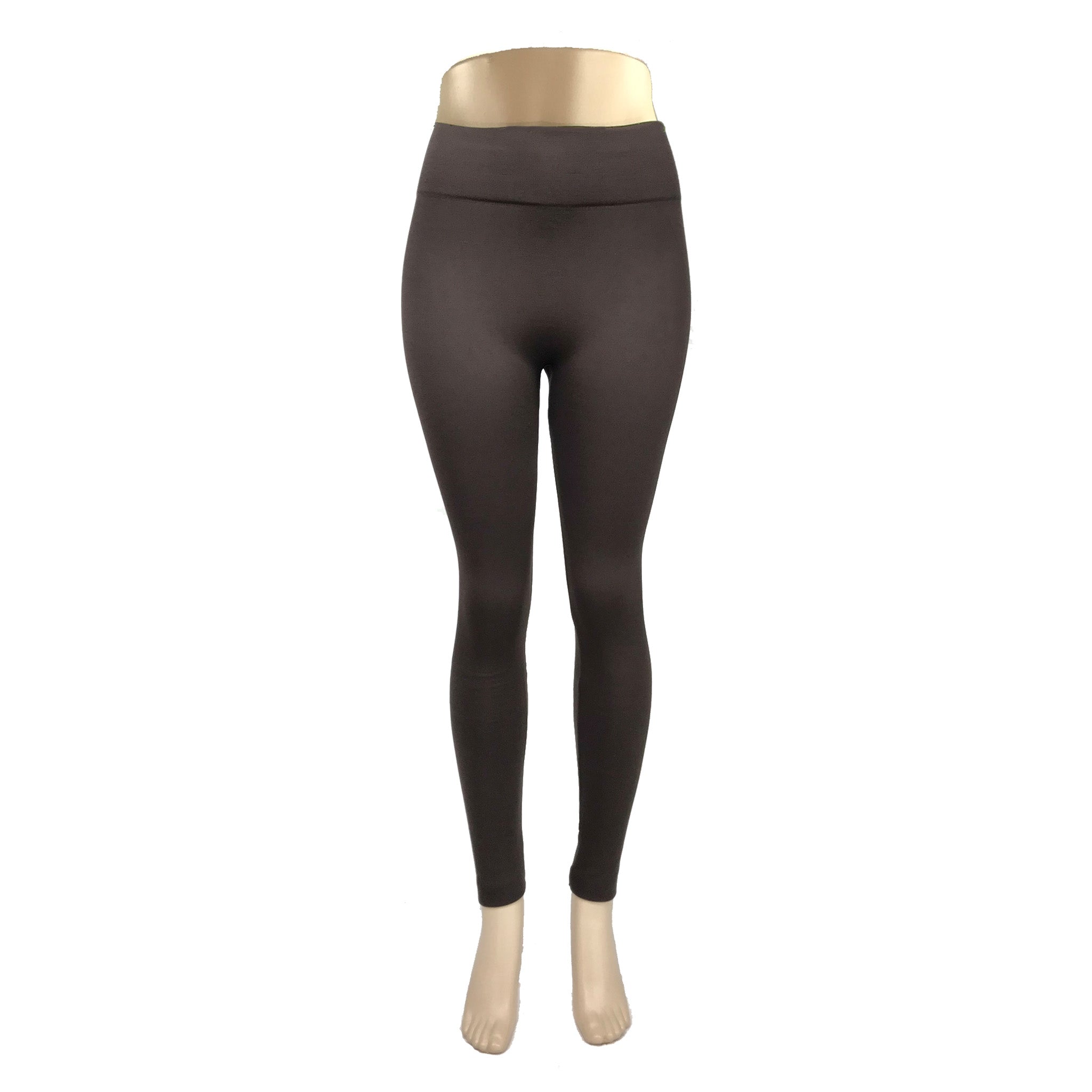 Fleece Lined Yoga Band Legging, Brown