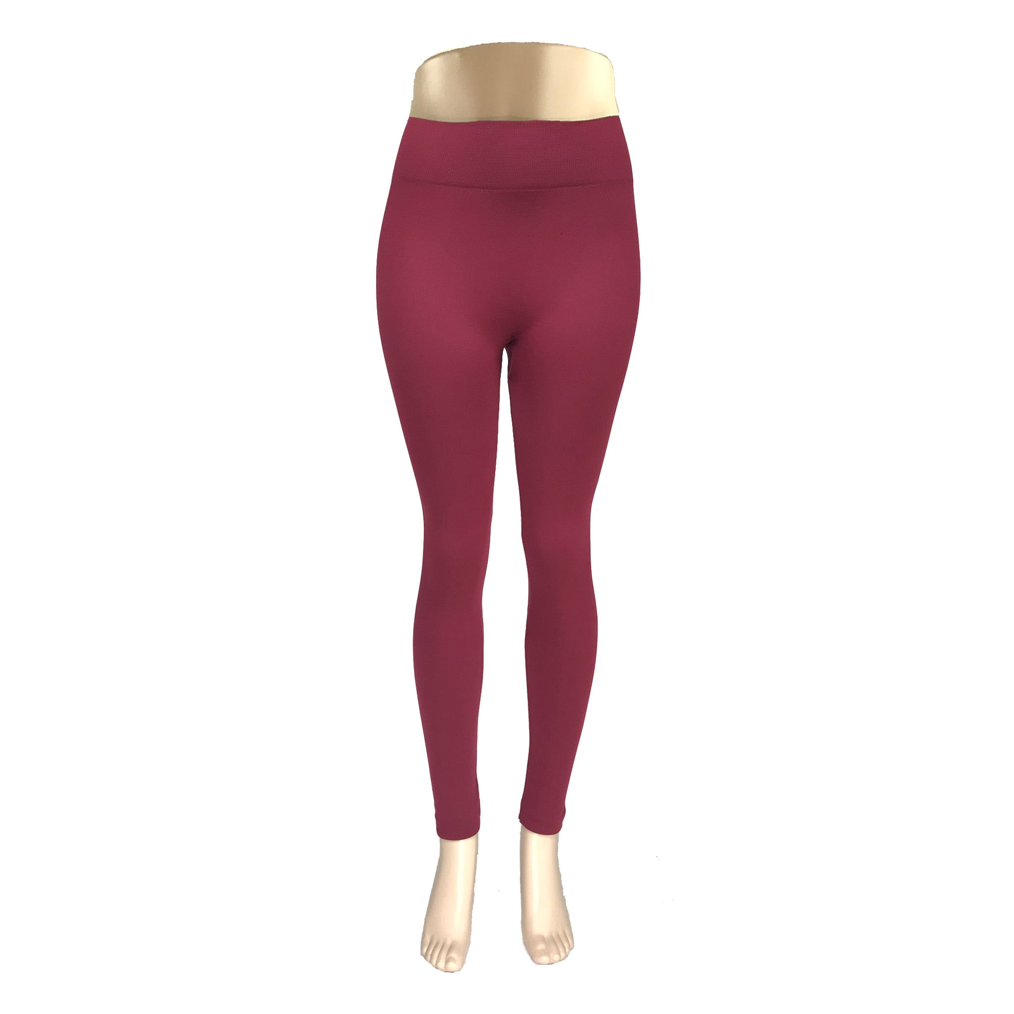 Fleece Lined Yoga Band Legging, Burgundy
