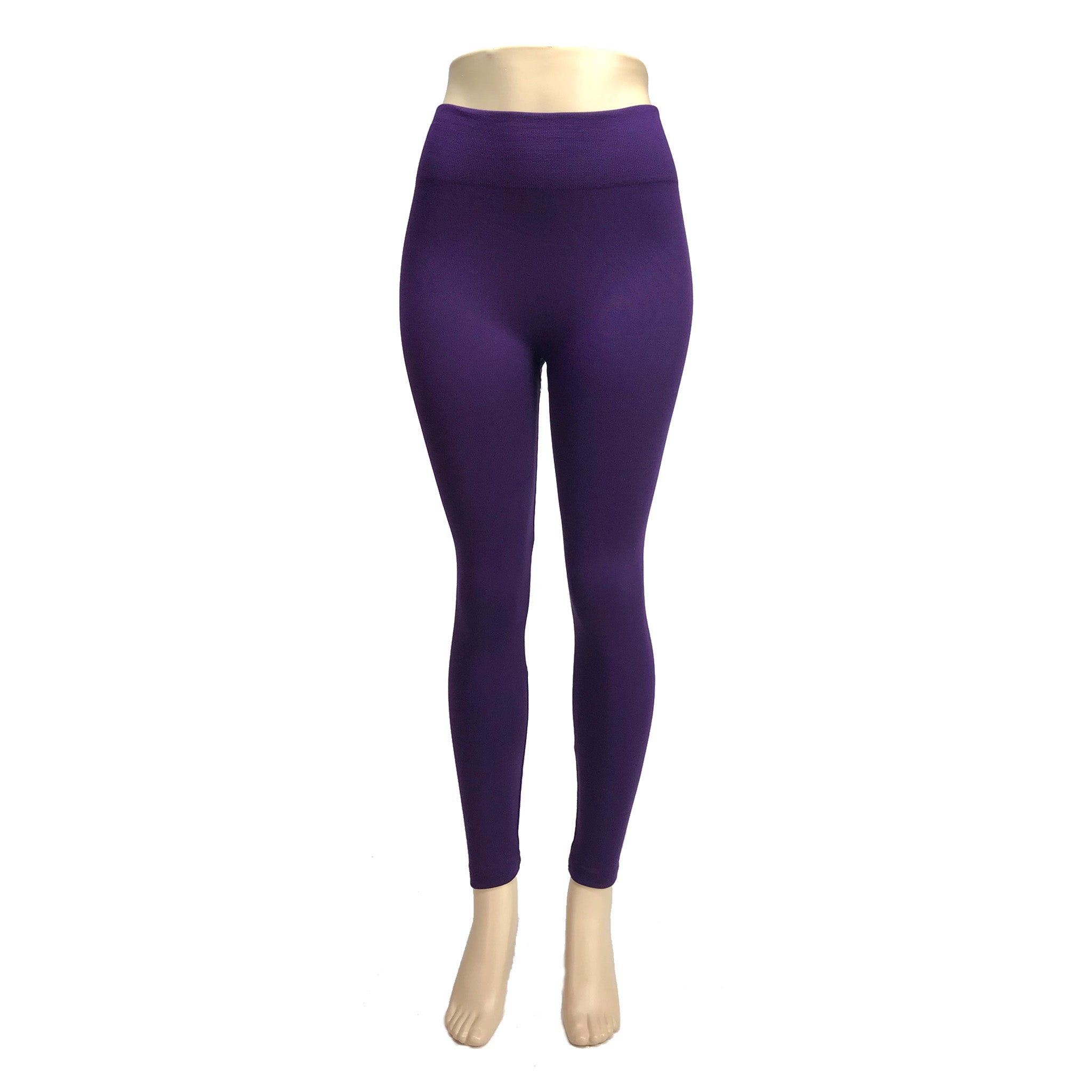 Fleece Lined Yoga Band Legging, Purple