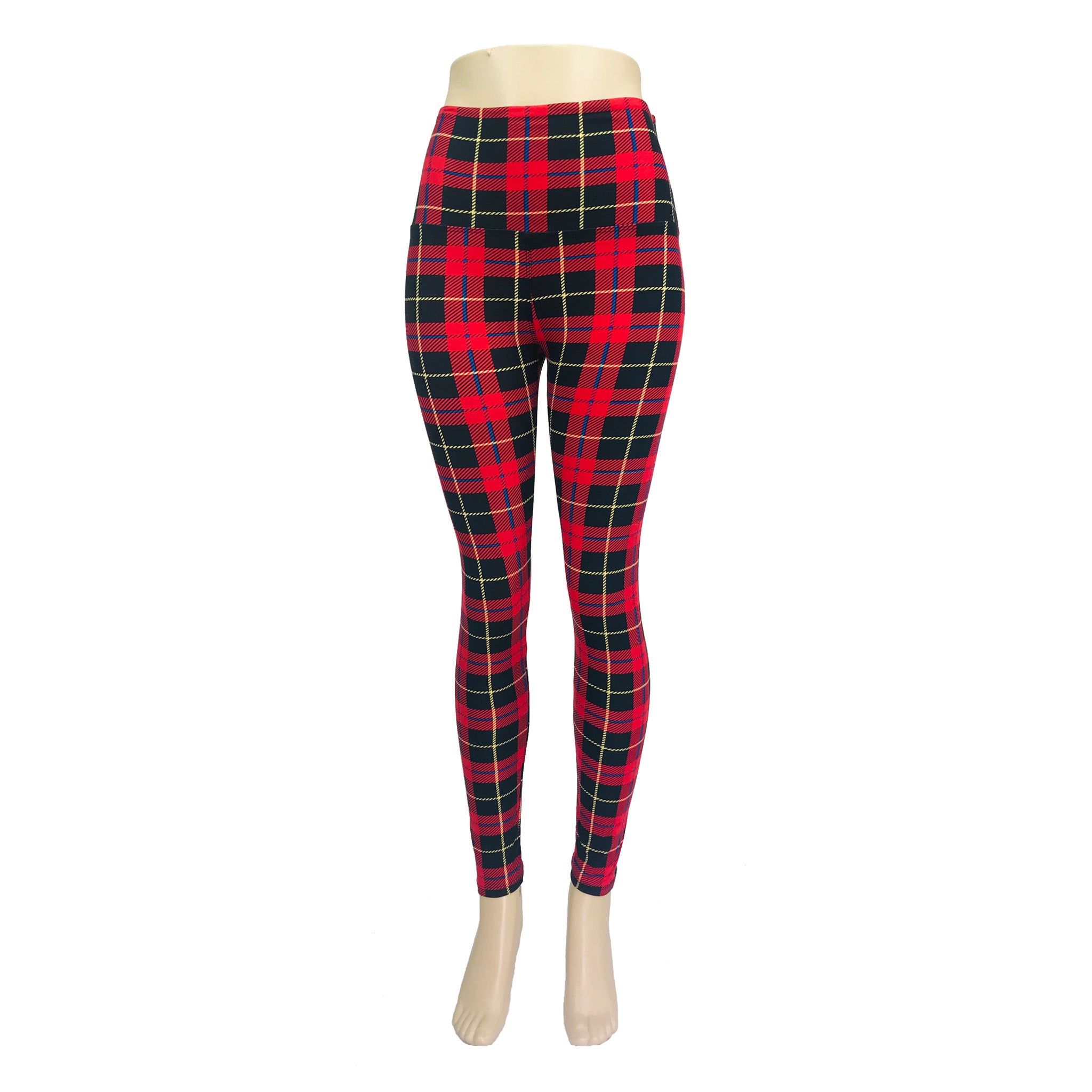 Red Plaid Yoga Band Legging