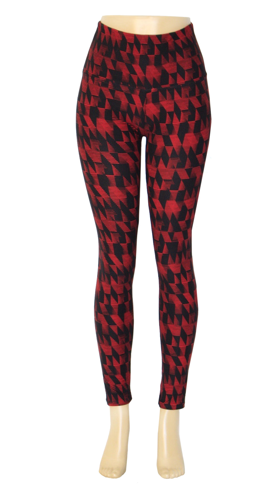 Red & Black Geo Yoga Band Legging